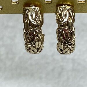 Byzantine Style Sterling Silver Gold Clad Hoop Earrings